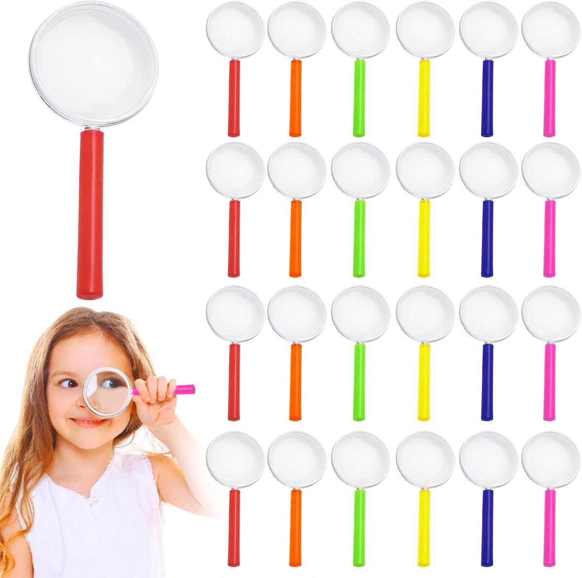 Loepen, 40 mm 3-5x plastic leesloepen voor studenten, buitenverkenners, wetenschappelijke observatie, enz. (kleur)