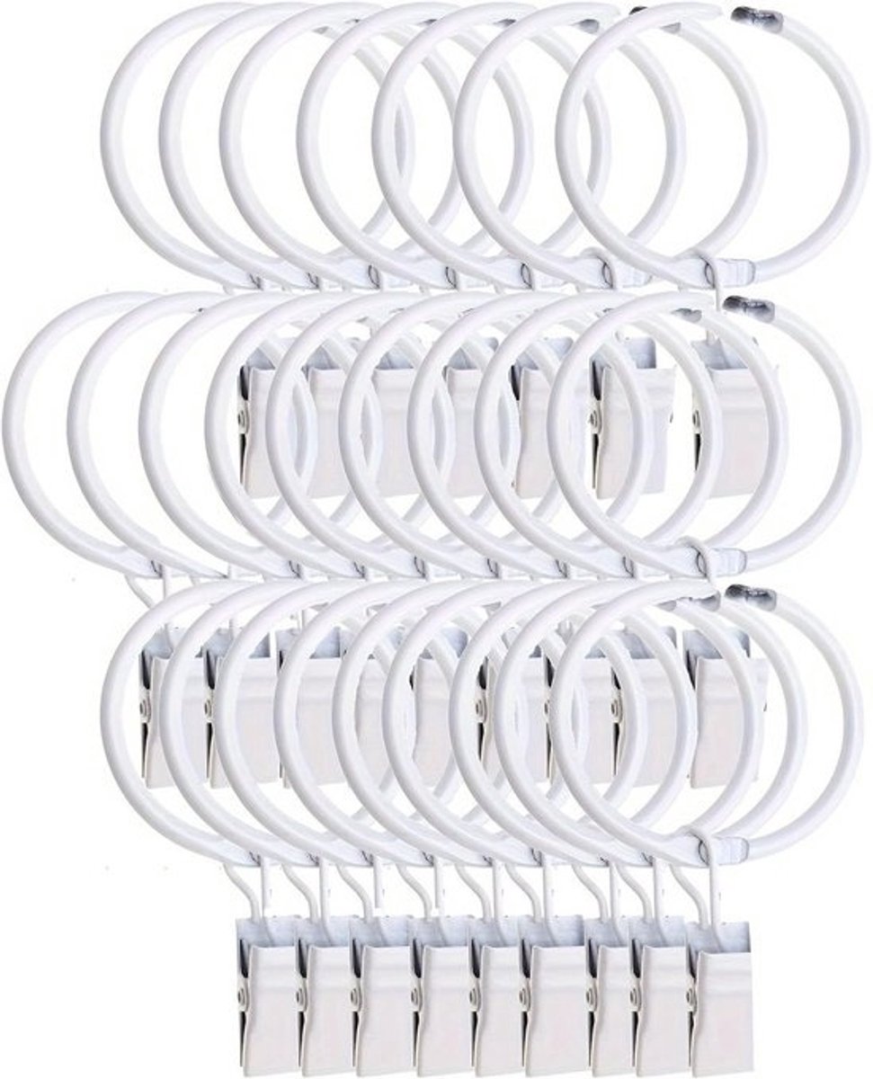 35 Stuks Gordijnclips met Open Ringen - Witte Metalen Decoratieve Gordijnhangers voor Huizen en Badkamers