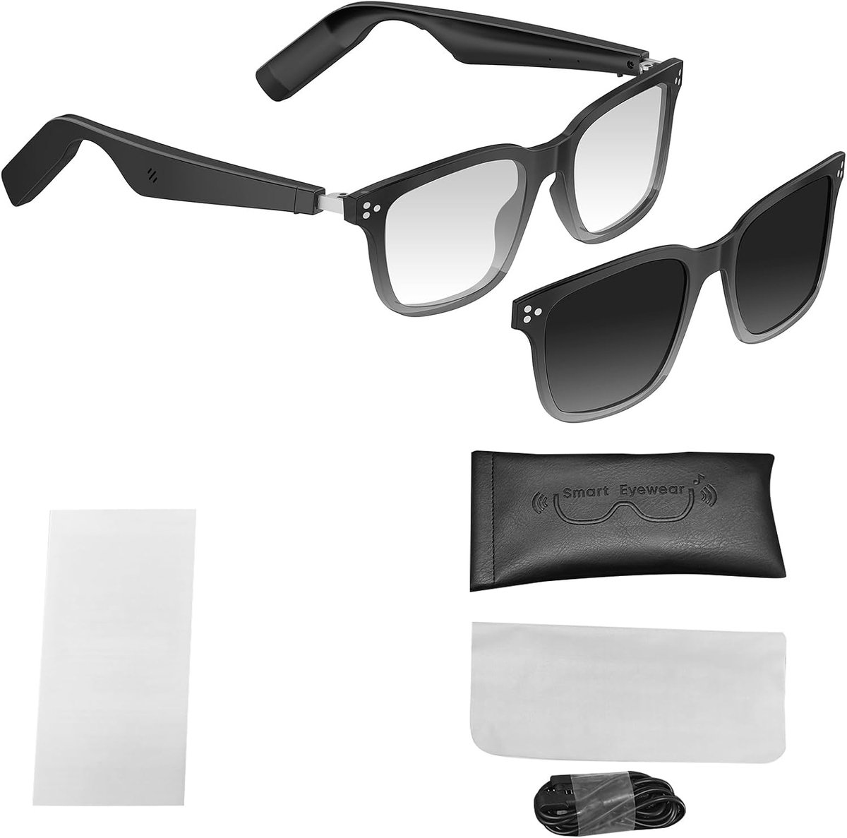 Smart Glasses Intelligente bril, magnetische gepolariseerde zonnebril V5.3 met AI-vertaling voor outdooractiviteiten