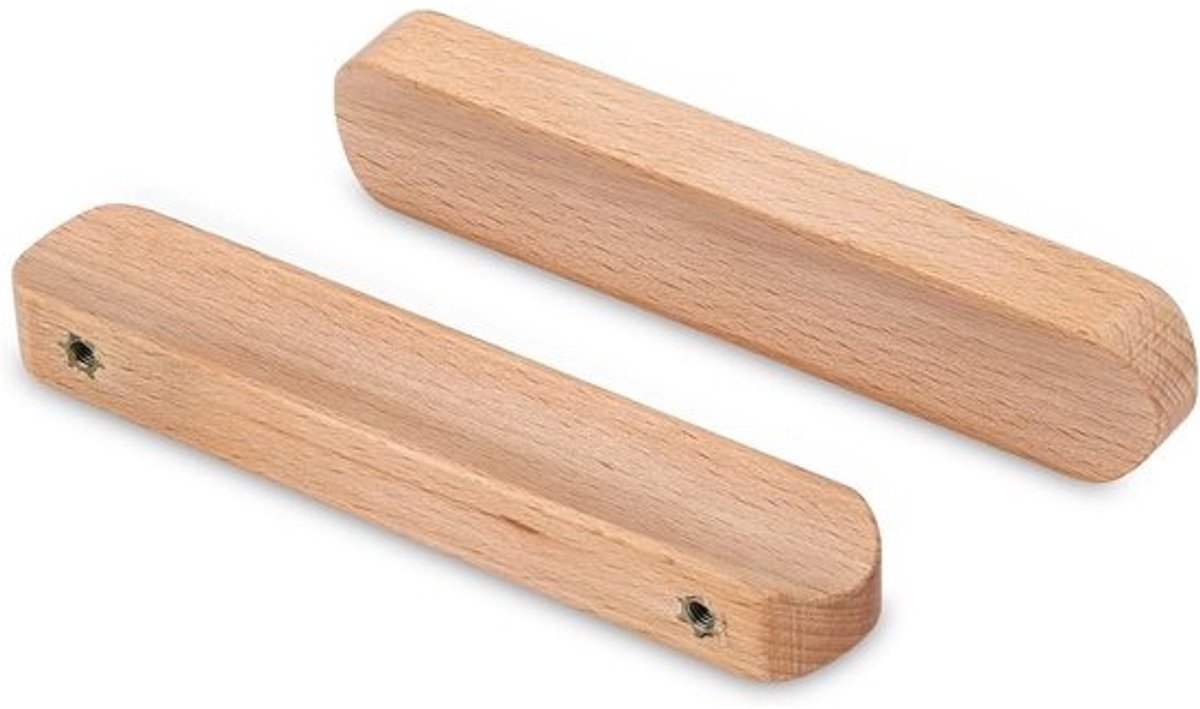 Houten Meubelgrepen Set van 6 – 130 mm Lengte, 96 mm Gatafstand – Kastgrepen van Beukenhout voor Keuken en Interieur