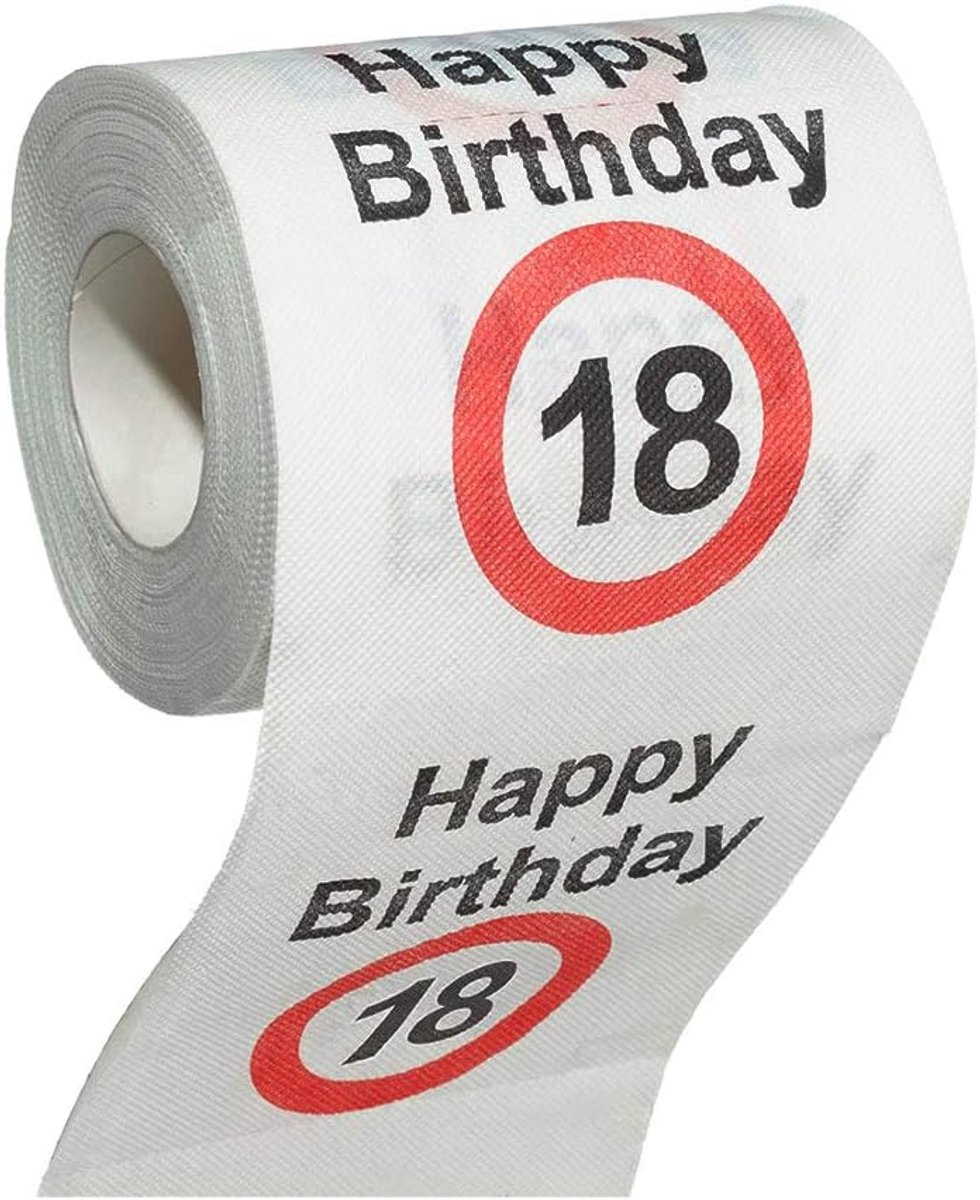 Toiletpapier ronde verjaardag grappig cadeau (18e verjaardag - 1rol)