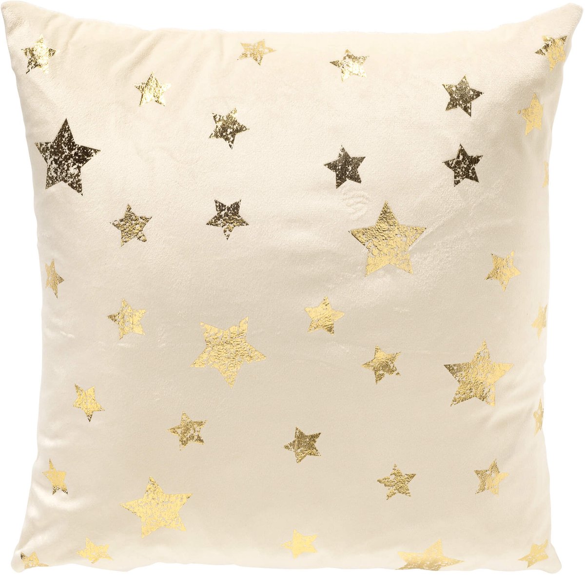 Textino kerstkussen STARRY-SKY - sierkussen 45x45 cm - fluweel - sterren - wit, goud - inclusief binnenkussen