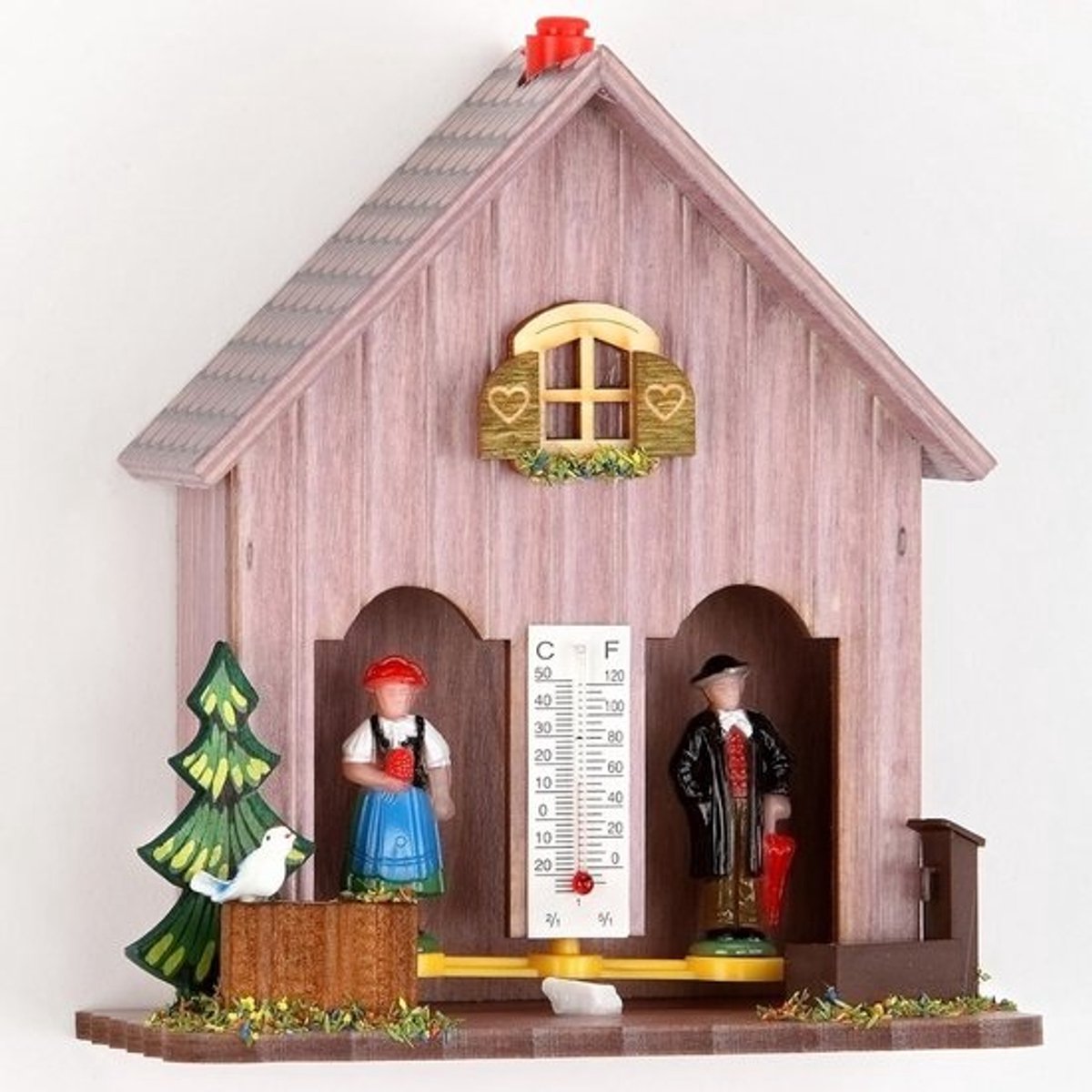 Houten Weerhuisje met Thermometer en Sleutelplank
