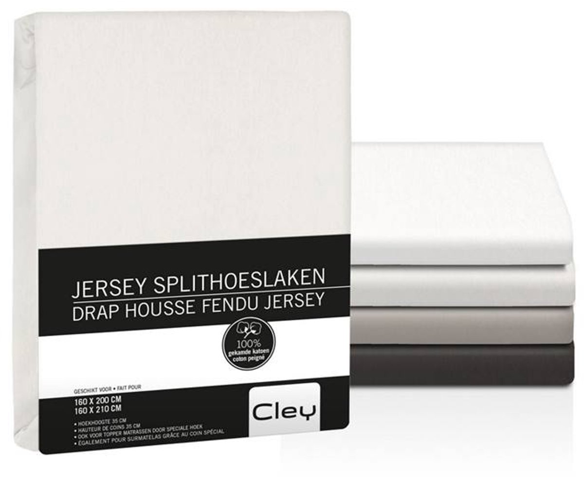 Cley Jersey Split Hoeslaken - Ivoor - 160x200 cm