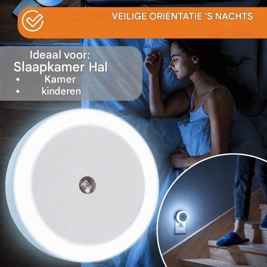 LED Nachtlampje voor Stopcontact - 2 Stuks - Wit Licht - Zachte Verlichting - Plug-in Nachtlamp - Voor Slaapkamer, Hal, Badkamer en Kinderkamer - 6,4 x 5,8 cm van Longziming — afbeelding 3