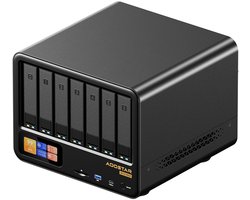 AOOSTAR WTR MAX NAS Mini-pc Barebone (zonder RAM/SSD), Intel Core i5-1235U (10 cores, tot 4,4 GHz), opslag met 11 bays (6× 3,5" HDD + 5× M.2 PCIe 3.0 SSD), ondersteuning voor drie 4K-schermen (HDMI + DP + USB4)