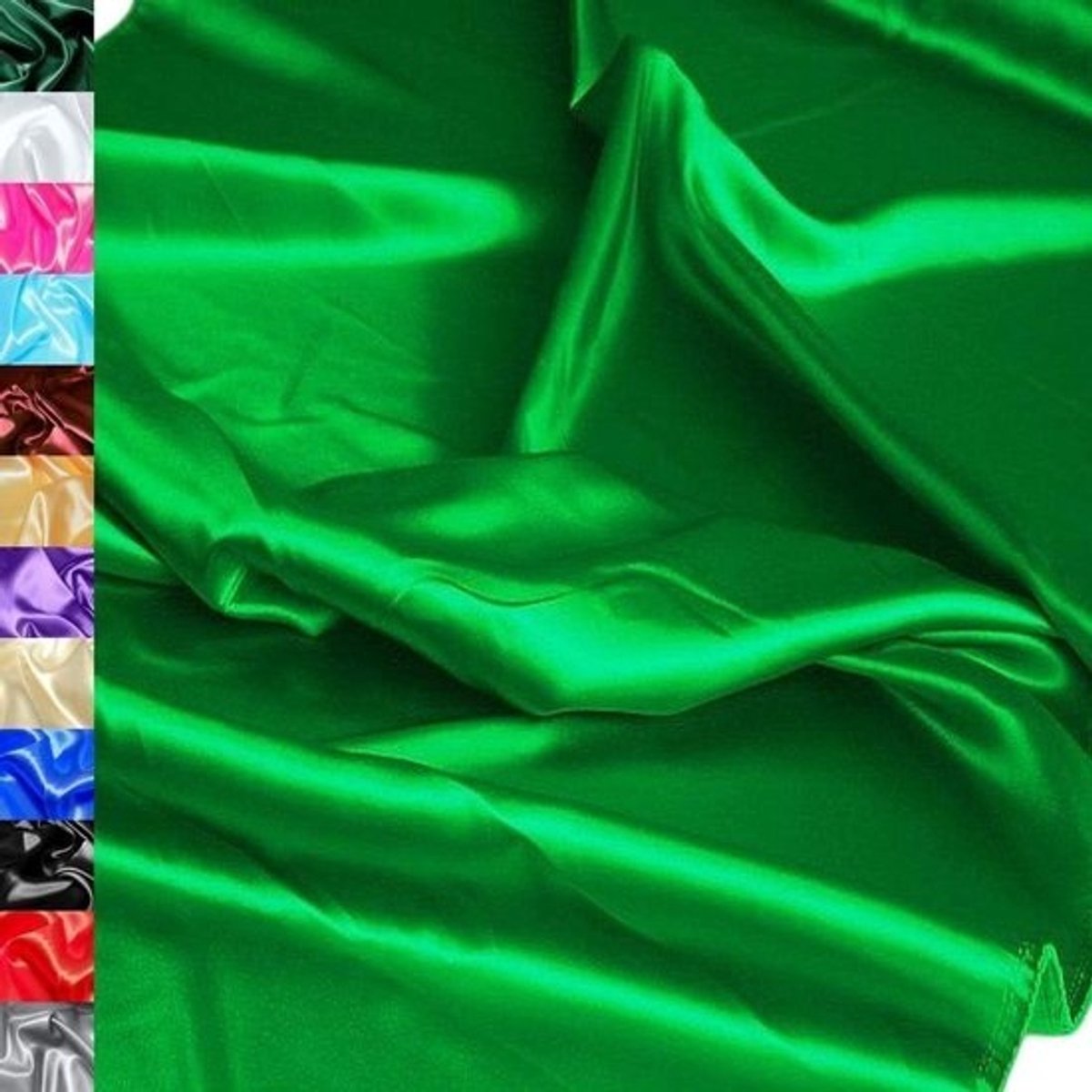 Satijnen stof - Decoratiestof gordijnstof - Kleding decoratie naaien - Ondoorzichtig soepel vallend - 150 cm breed - Smaragdgroen