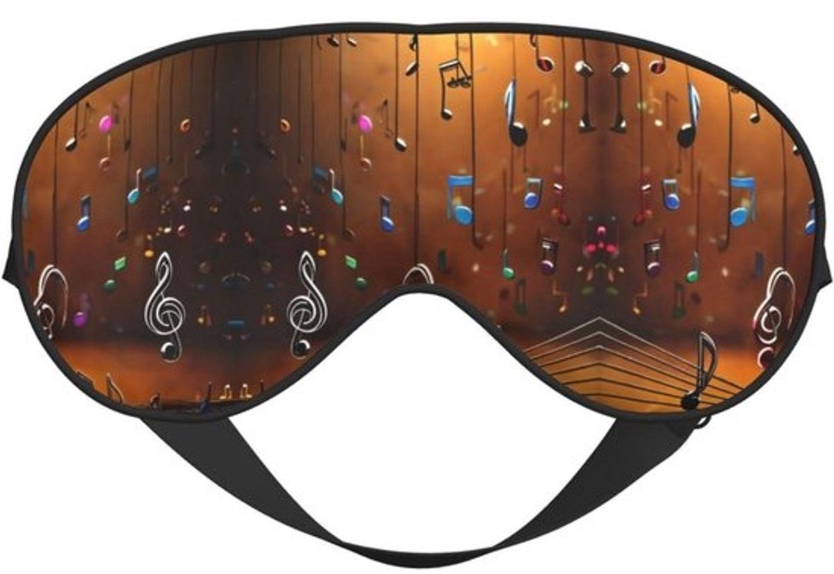 Slaapmasker Muzieknoot - Oogmasker Zijdeachtig - Reizen Slaap Ontspanning - Omkeerbaar Dubbelzijdig - 20 cm Breed - Zwart
