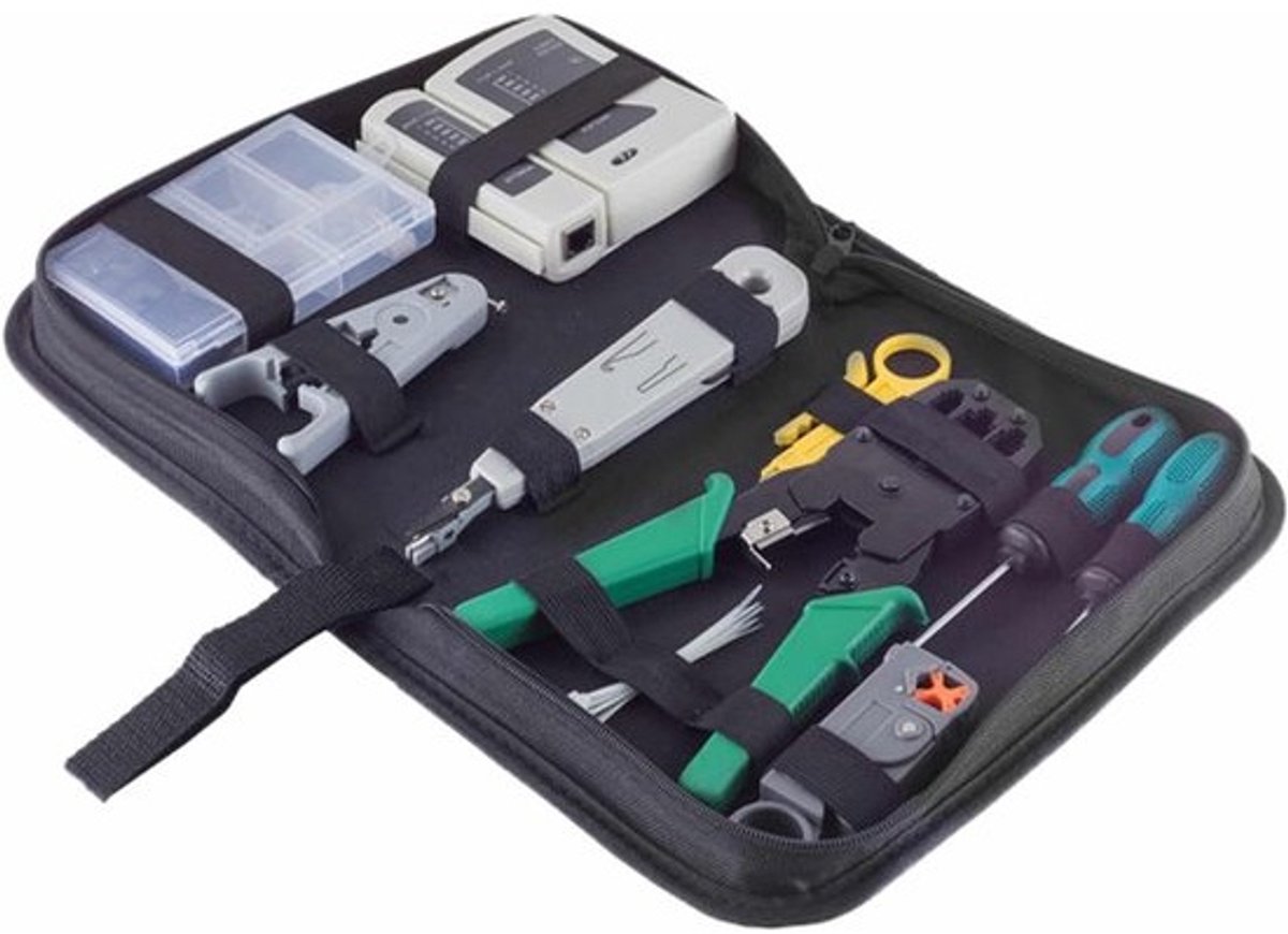 Gereedschapsset Netwerk - Data Tools - Netwerk Installatie - Compleet 10-delig - 42x24cm Tas - Niet gespecificeerd