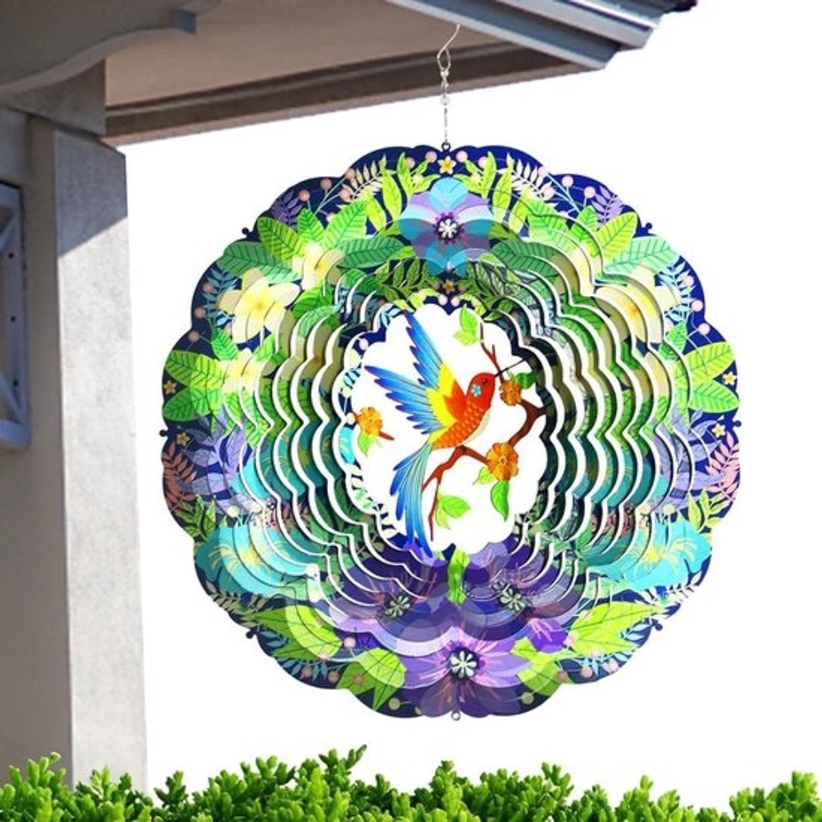 Windspinner Tuindecoratie - Windmolen Metaal - Buiten Decoreren - Roestvrij Staal - 30 x 30 cm - Kleurrijk