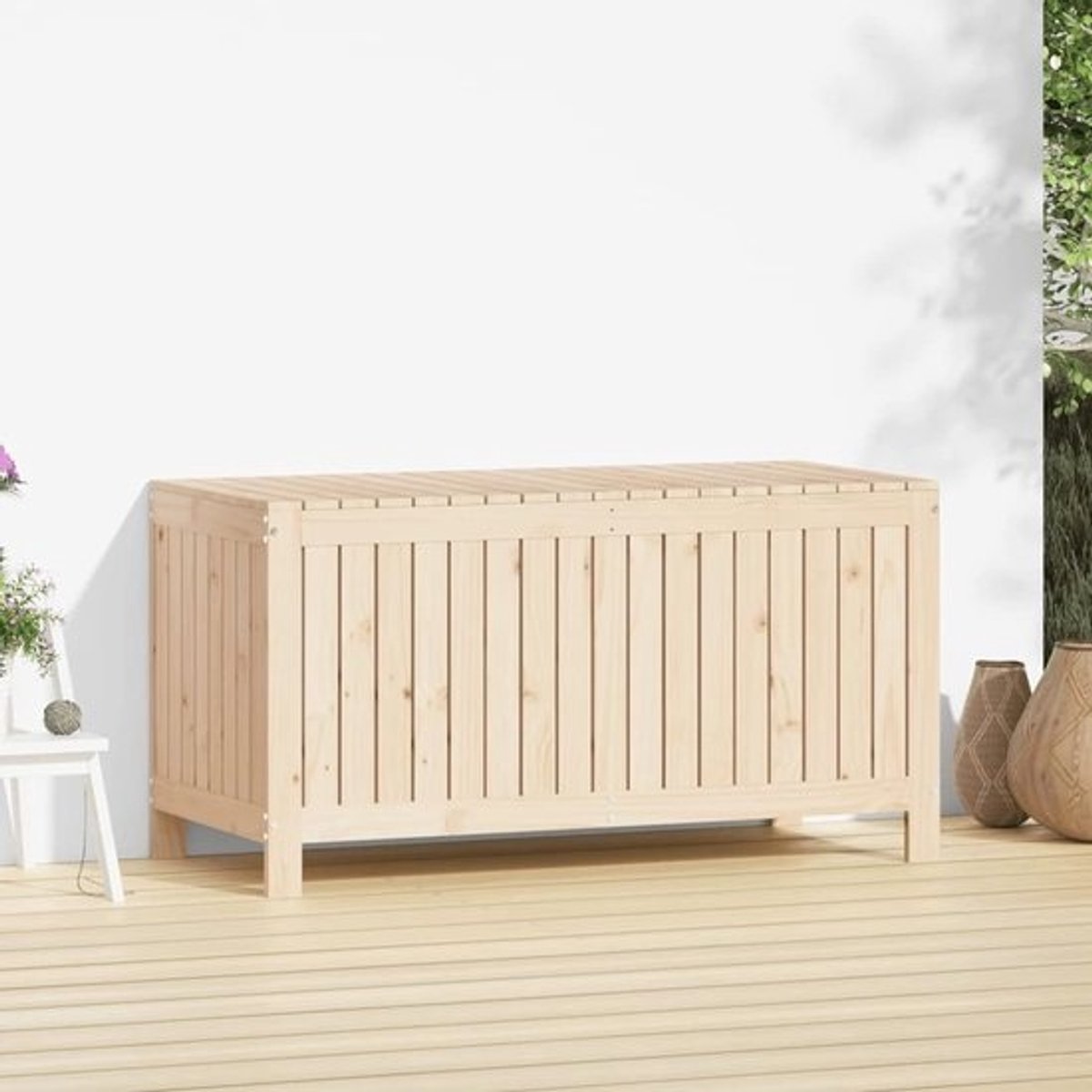 Tuin Opbergbox - Kussenbox Terras - Buiten Leven - Massief Hout - 121x55x64 cm - Naturel