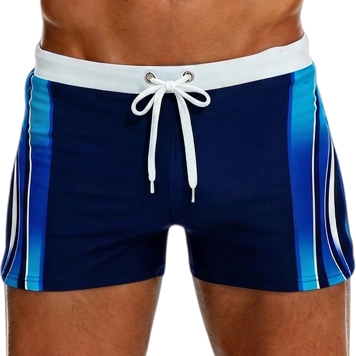 Zwembroek voor heren, zee, zwemmen, zwembad, sneldrogend, zwemshorts met elastische patronen, trekkoord en mesh-voering, boxershorts, bestand tegen chloor, strand