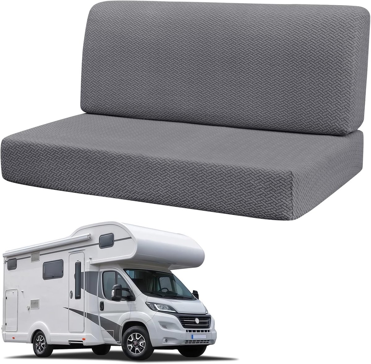 Stoelhoezen voor caravan, 2 stuks, stretch, stoelhoes voor camper, zitbank en rugleuning, wasbaar, antislip, bekledingshoes, spanhoezen, bank voor aanhanger, reisstoel (donkergrijs)