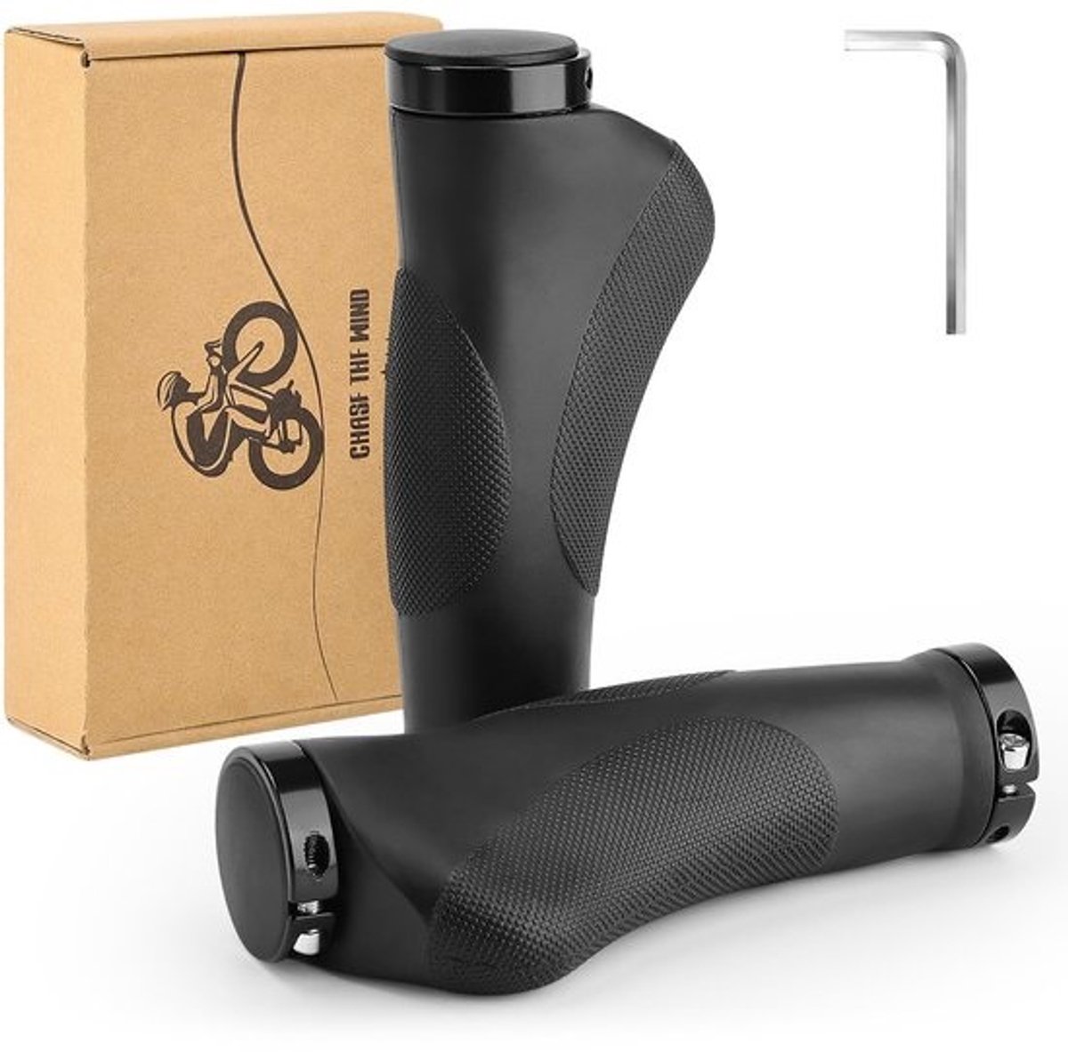 Fietshandgrepen - Stuurgrepen Rubber - Comfortabel Fietsen - Anti-slip Punten - 130 mm - Zwart