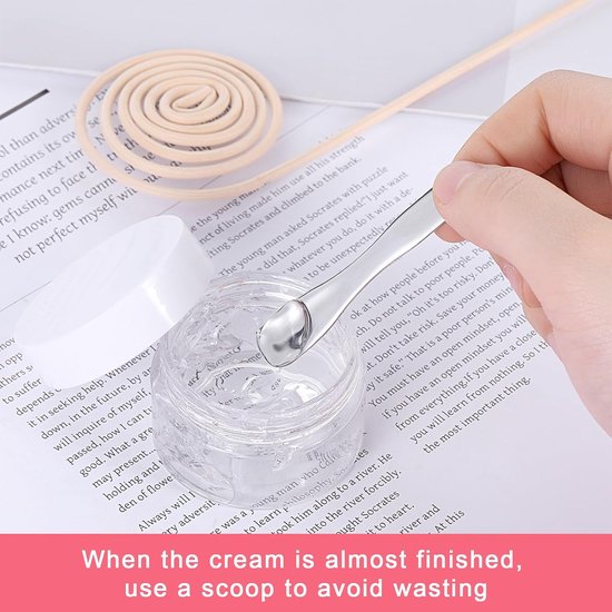 2 stuks crèmespatel cosmetica metalen cosmetische lepel herbruikbare mini make-up applicator crèmespatel gezicht cosmetica lepel cosmetische spatel voor gezichtscrème, crème, zilver — afbeelding 5