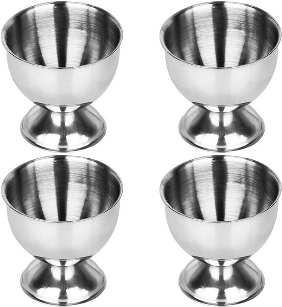 Eierhouders - Zachte kopjes - Ontbijt serveren - Vaatwasserbestendig - 4 stuks - Zilver