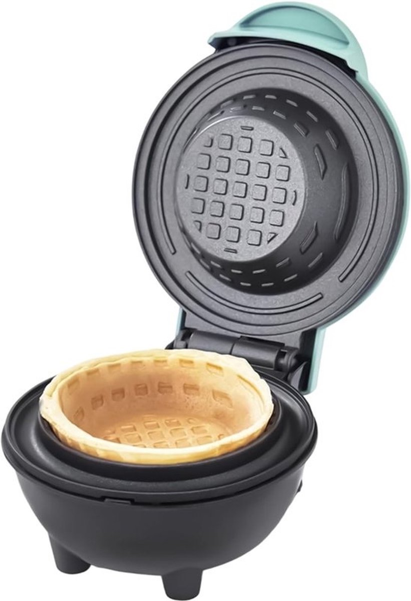 Wafelkommen Maker - IJshoorntjes Machine - Desserts Maken - Antiaanbaklaag - 17x13x17 cm - Blauw