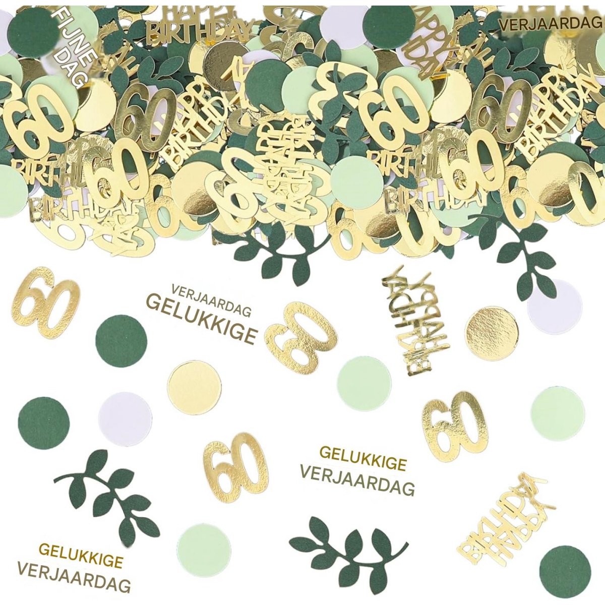 SSTRWGOOD 200 Stuks Confetti - Verjaardagsdecoratie 60 Jaar - Tafeldecoratie voor Mannen en Vrouwen - Geschikt voor 60e Verjaardag Feest - Papieren Confetti in Goud Zilver - Complete Set voor Thuis of Party Decor