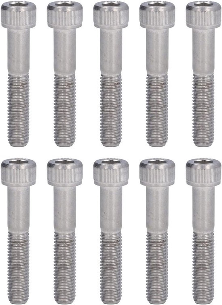 10x M10 Schroeven RVS A2-70 Binnenzeskant Schroefdraad DIN 912 Bouten