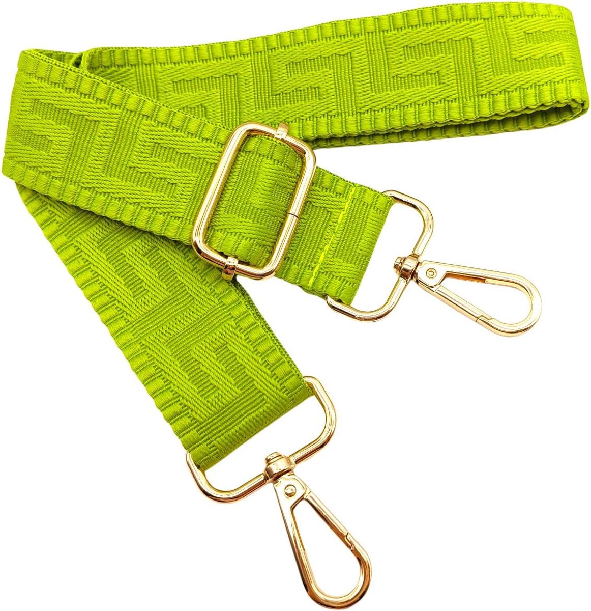 Schouderriem voor tassen, geelgroen, tasriemen om te wisselen, tasriem breed met gouden karabijnhaak, 80-130 cm, draagtas, voor dames, schouderriem, handtas, 3,8 cm, 1311