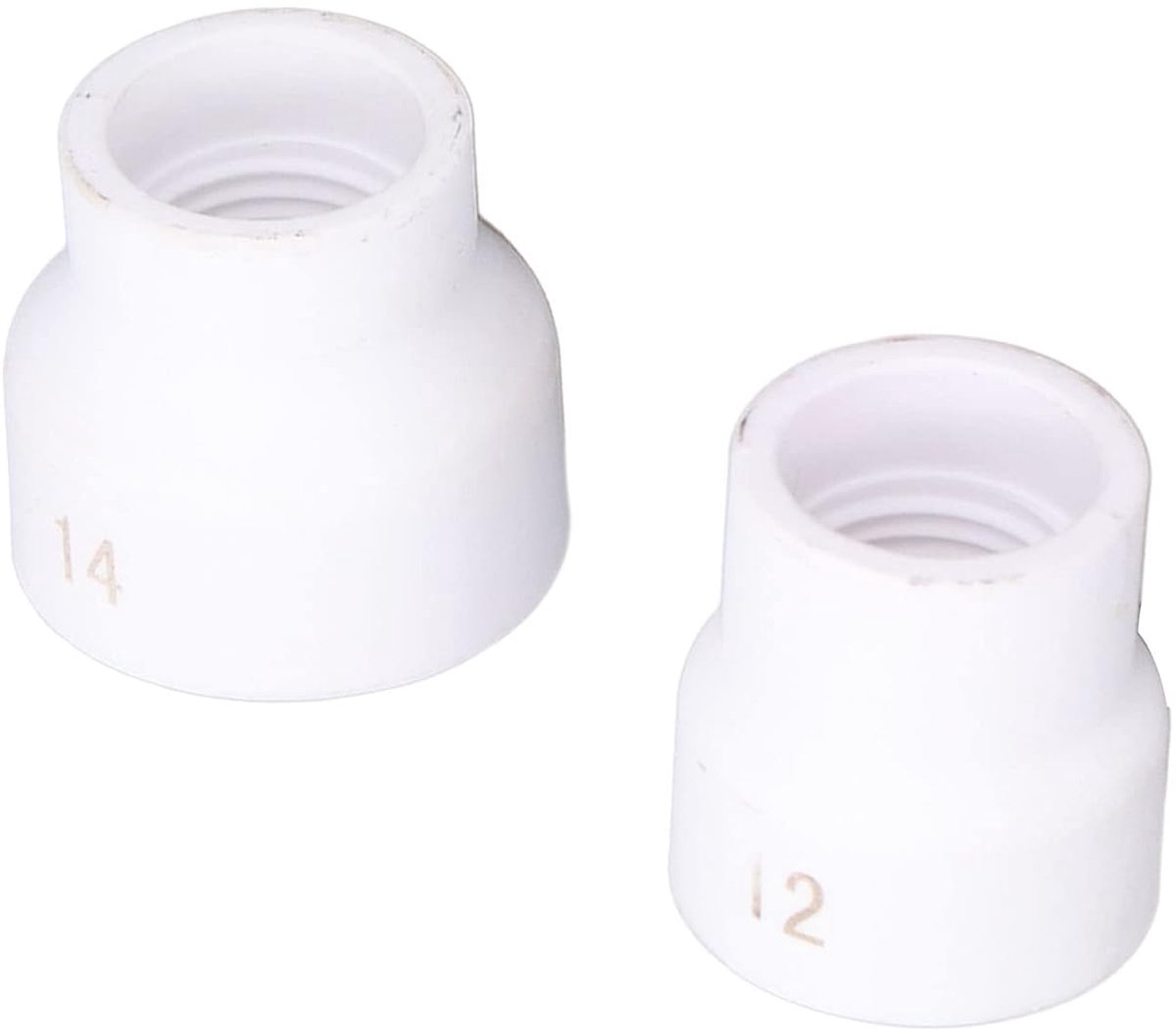 2 Stuks 12#14# Tig Lassen Cup Keramische Nozzle Accessoire Set Kit Vervangende Onderdelen voor Lassen Porselein, Tig Lassen Apparatuur (Wit)