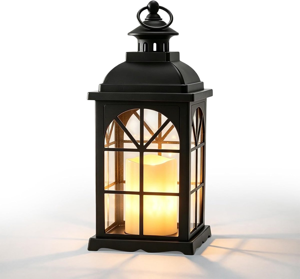 Zwart: 34cm lantaarns voor kaarsen decoratie, outdoor graflantaarn, metalen decoratieve kaars lantaarn begraafplaats kaars weerbestendig voor buitenmuren woonkamers tafels bars studio's