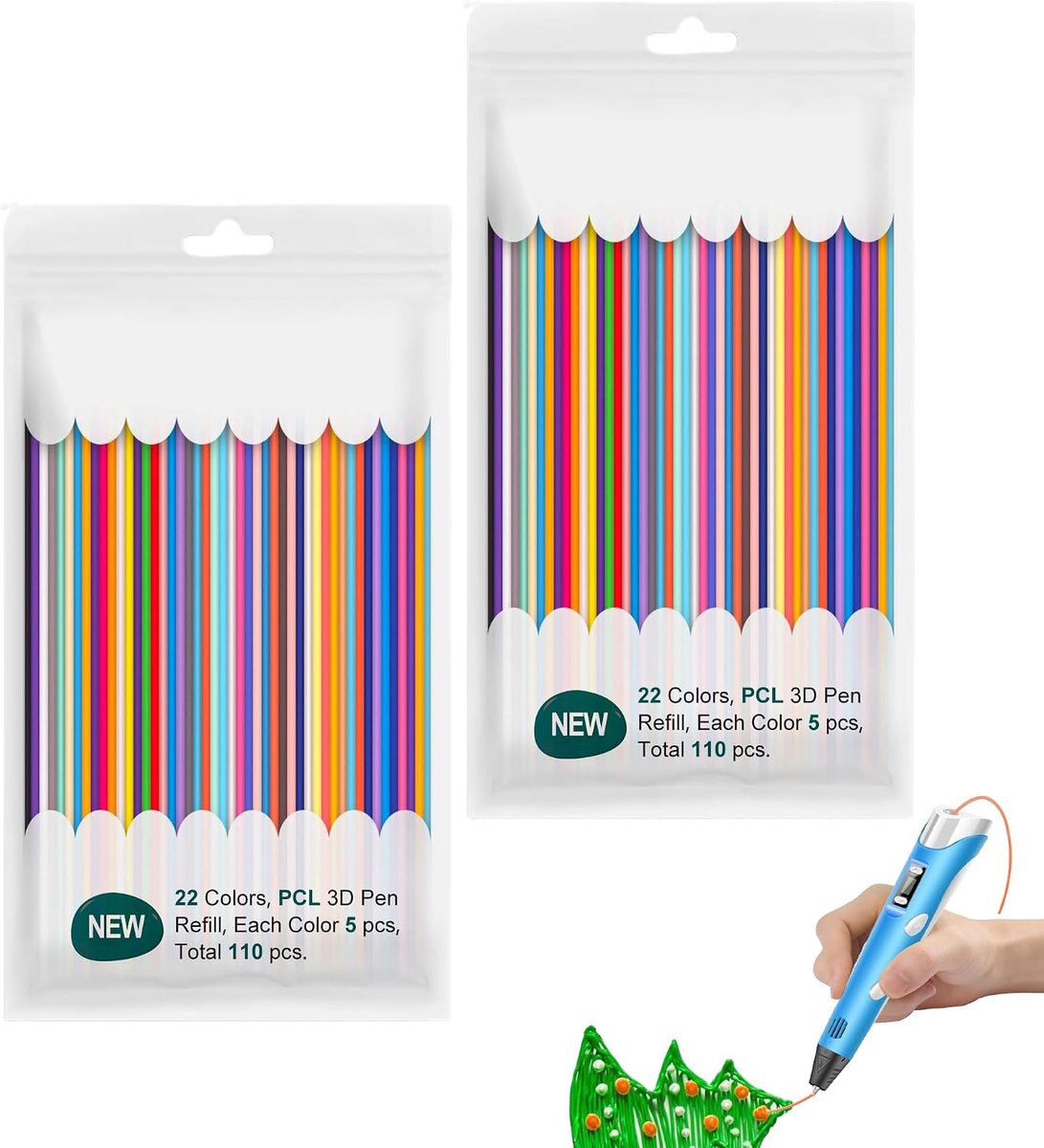 220 stuks Glow in the Dark 3Doodler navulverpakkingen, 2,5 mm, 22 kleuren