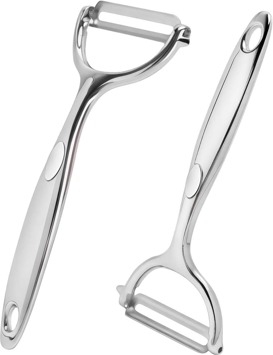 2-delige dunschiller, premium roestvrij staal, upgrade met antislip ergonomische handgrepen, ultrascherp robuust lemmet, multifunctionele keuken-, fruit- en groenteschiller