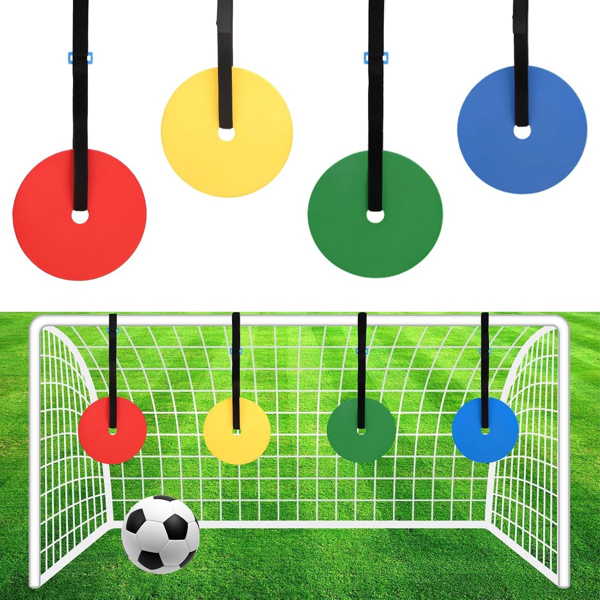 4 PCS 15.5cm Target Goal Circular Goal Wall for Football Goal Includes Two 90 CM Long Cable Ties for Football Shooting Accuracy Training Agility Improvement