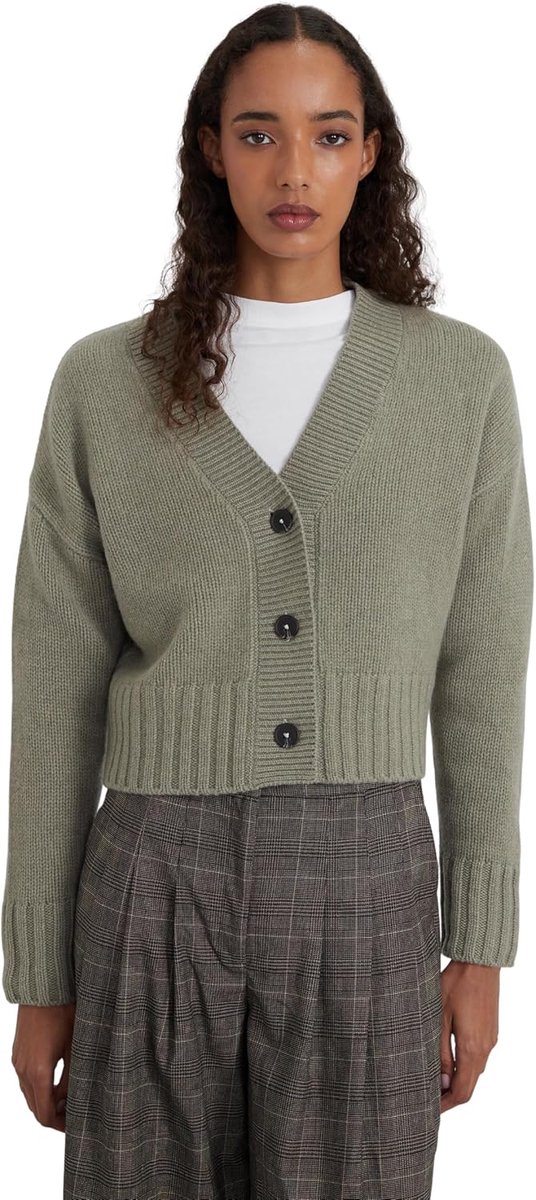 & Republic Korte cardigan voor dames van 90% merinowol en 10% kasjmier, je behaaglijke kasjmiermix, premium gebreide jas met lange mouwen voor stijlvolle herfst- en winterdagen