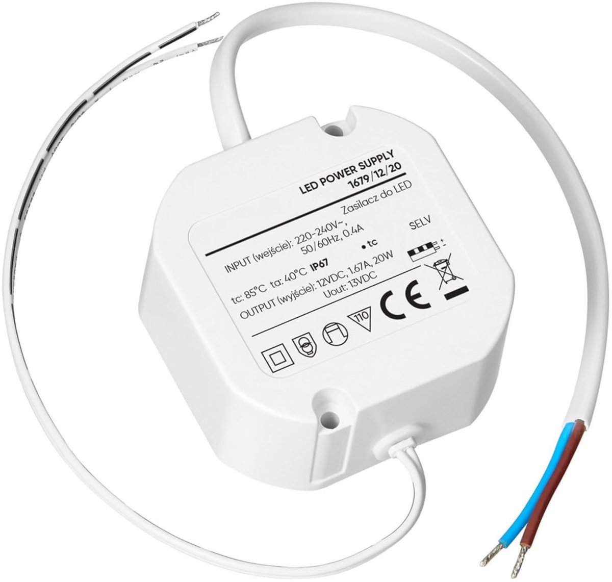 12V Power Supply LED Transformator - IP67 Inbouw LED Trafo 12V DC Constante Uitgangsspanning, Frequentie 50/60 Hz Betrouwbare Voeding Voor LED Verlichting (20, Watt)