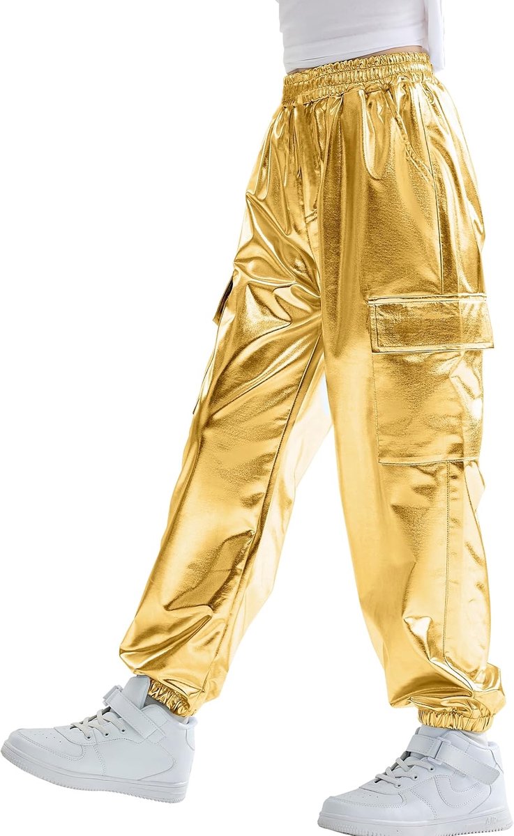 Hiphopbroek voor meisjes, cargobroek met stretch voor jongens, joggers, streetwear en dans