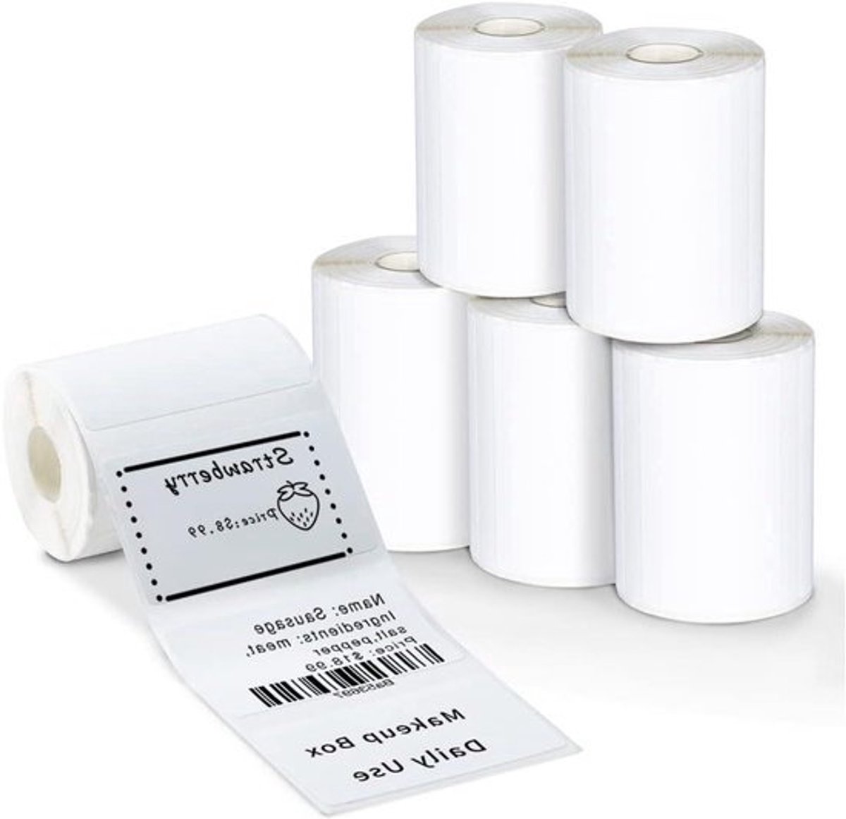 Etiketten Rollen - Label Papier - Labels Printen - Sterke Zelfklevend - 6 Rollen 50x30mm - Wit