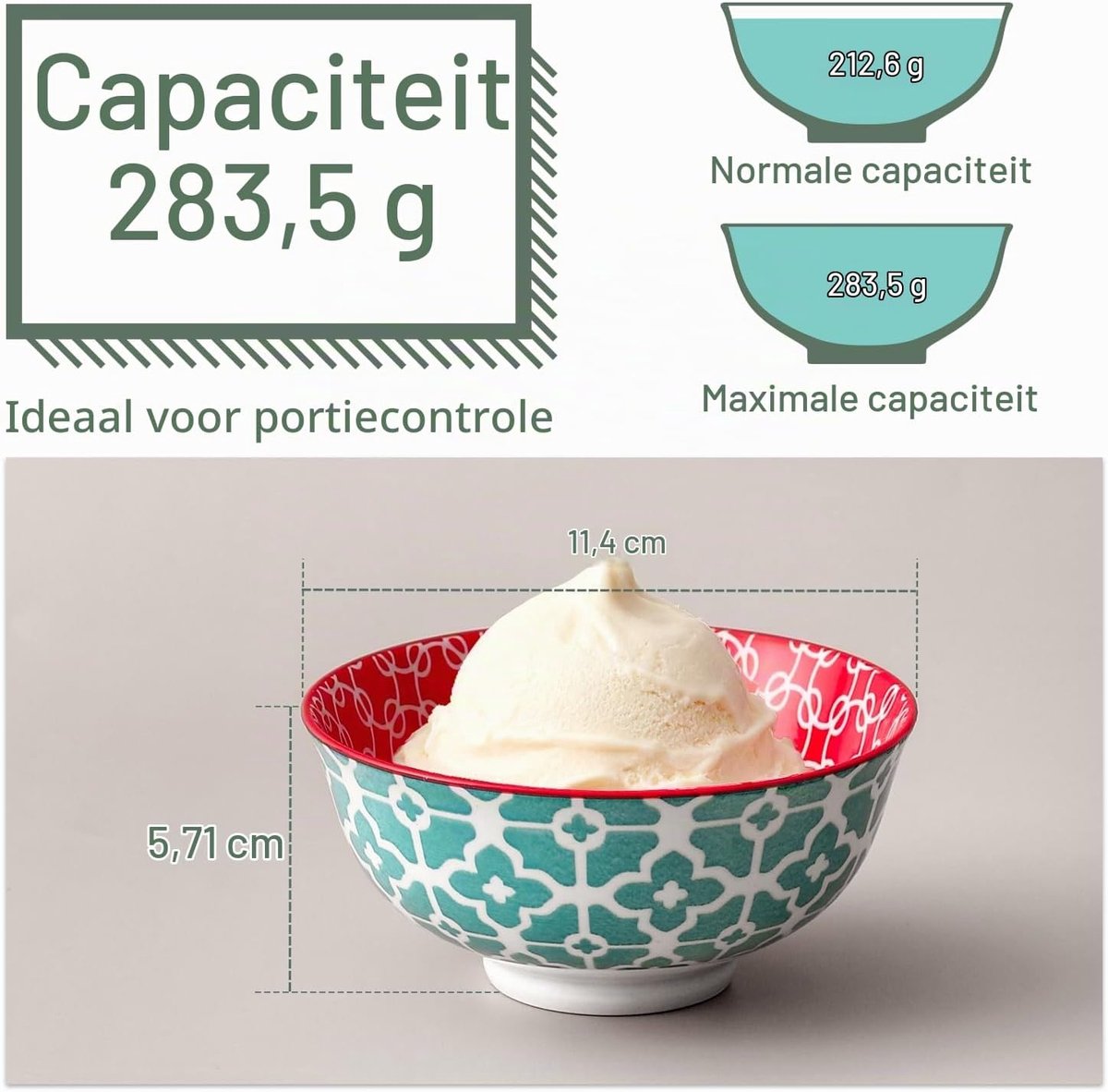 Dessertkommen van porselein, 300 ml, kleine soepkommen, heldere kleuren, ontbijtgranenkom voor ontbijt, rijst, miso-soep, ijs, dessert, licht en duurzaam, 6 stuks, kerstcadeau