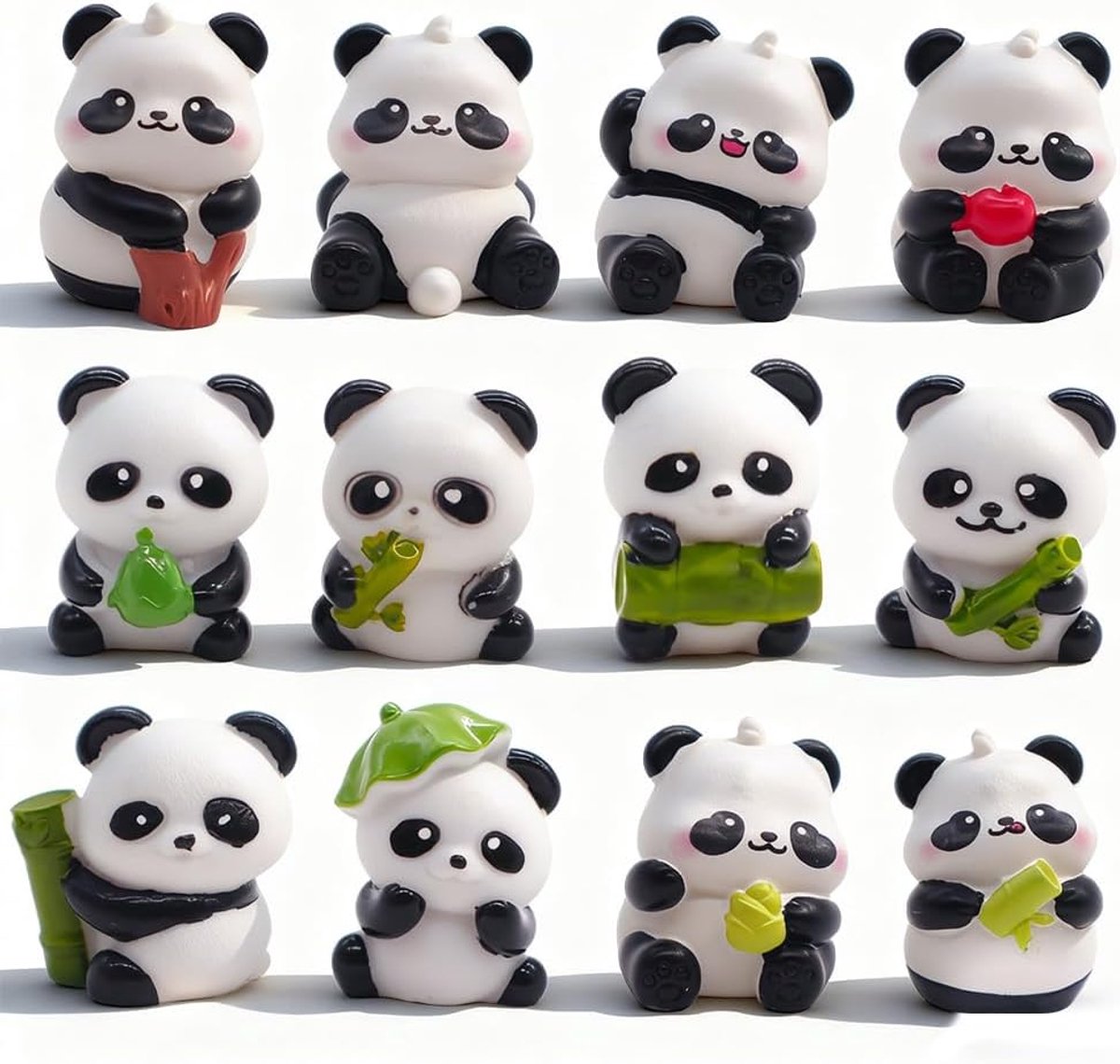 12 stuks panda-taarttoppers, panda-figuur, mini-panda-figuurset, verjaardagsfeest, taartdecoratie, kinderen, verjaardagscadeau
