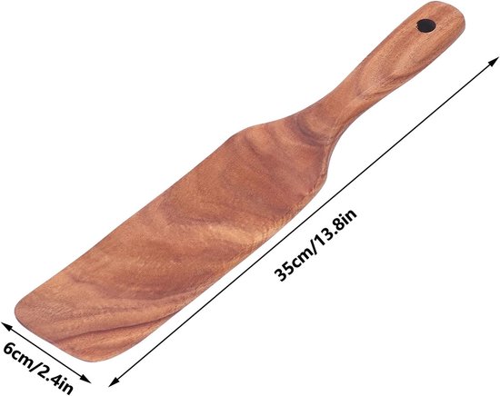 spatel, houten kookgerei voor biefstuk, pizza, salade, frituren, grote schop 35 x 6 cm, teakhout, bulkspatels, ideaal als cadeau voor busin — afbeelding 2