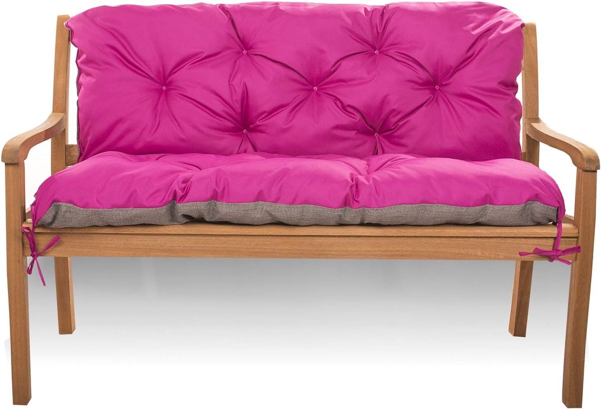 Zitkussen voor Hollywood-schommelbank - Zitbank met rugleuning - Tuinschommelkussen - Outdoor bankkussen (160 x 60 x 50, Roze)