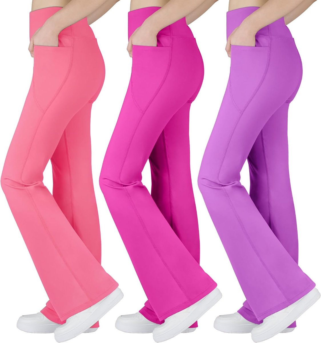 ELEPHANT Bootcut-legging voor meisjes, met zakken, hoge taille, uitlopende yogabroek voor dans en dagelijks gebruik