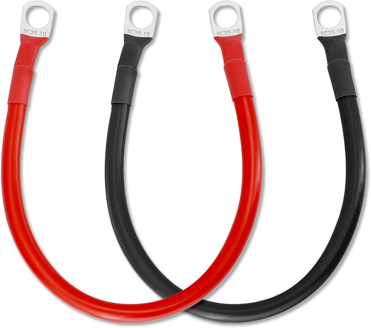 30 cm, 2 stuks, 5 AWG, 16 mm², 12 v batterijkabel, batterijkabels, 12 V, heavy duty, met SC16-10 ringklemmen, koperdraad, batterijkabel voor auto en vrachtwagen (30 cm)
