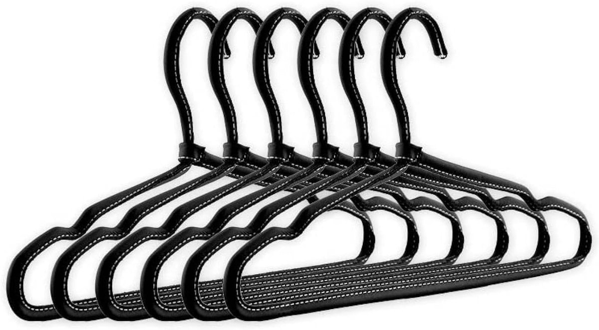 Strength – Leren kledinghangers – Zwart – 6 stuks