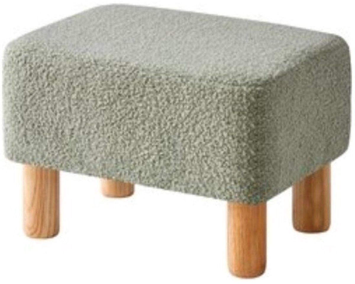 Rechthoekige teddy fluwelen voetenbank - geschikt voor woonkamer - 1 stuks - groen - 40 x 29 x 25 cm