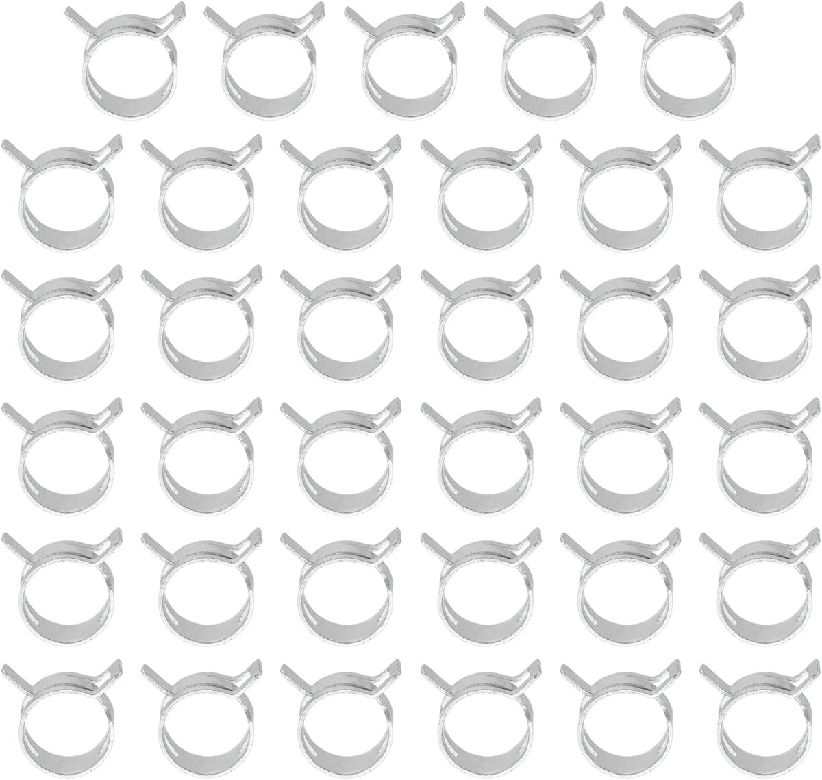 Veerband slangklemmen voor 18-20 mm OD-slang, 35 stuks siliconen vacuüm constante spanning bandclips voor brandstofleiding, siliconen luchtslang, waterpijp, zilver