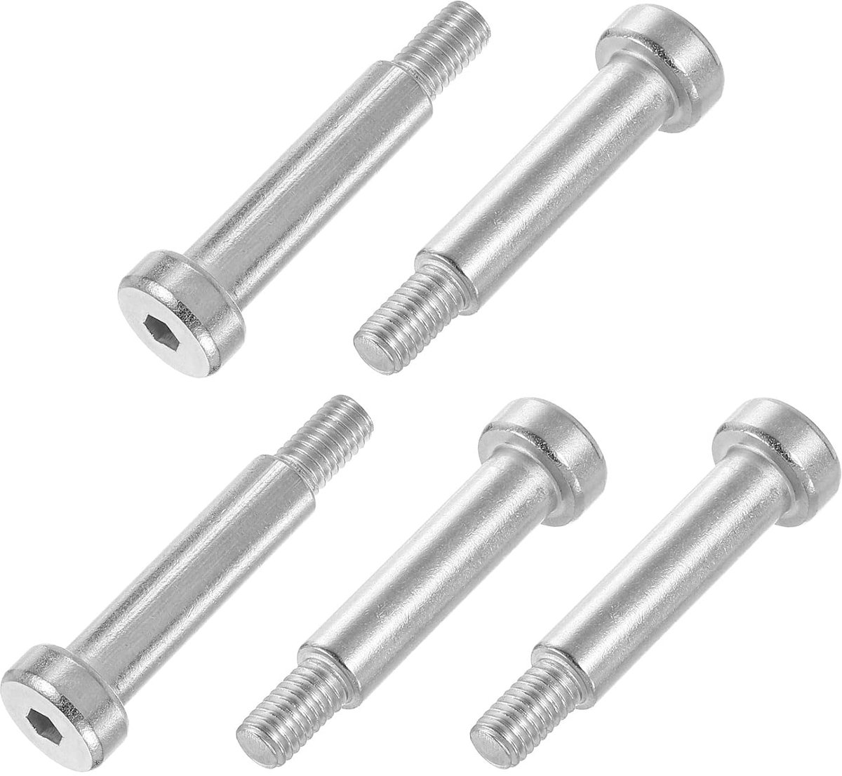 6 stuks 304 roestvrijstalen schouderbouten 8 mm schouderdiameter 30 mm schouderlengte M6 schroefdraad zeskant schouderbouten voor textiel-, hydraulische en spuitgietmachine-industrieën