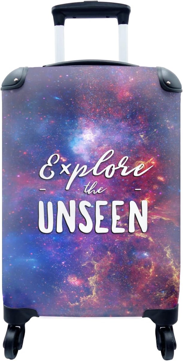 Koffer - Ruimte - 'Explore the unseen' - Quotes - Spreuken - Jongens - Meisjes - Kinderen - Past binnen 55x40x20 cm en 55x35x25 cm - Handbagage - Trolley - Fotokoffer - Cabin Size - Print