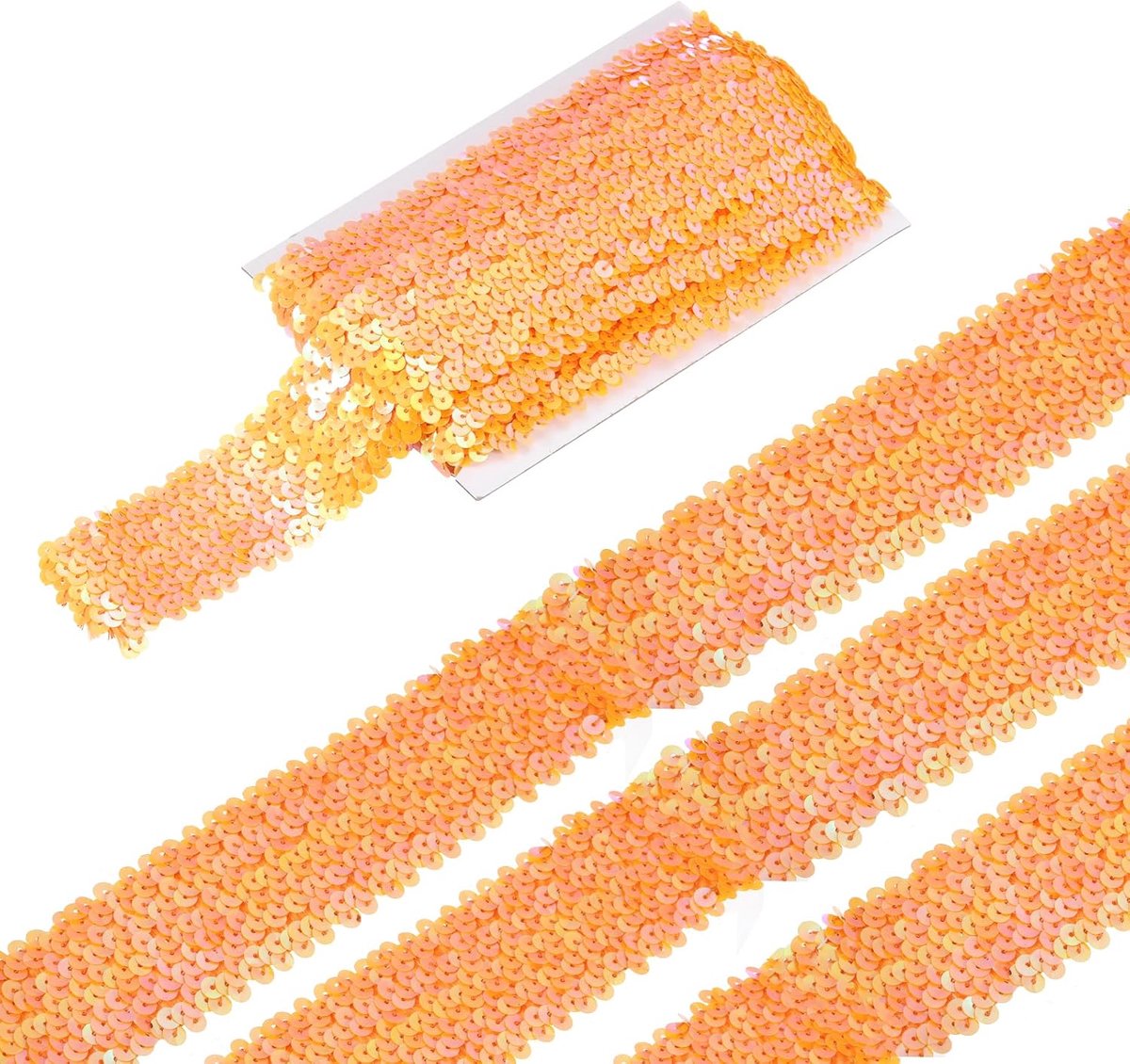 4,8 cm paillettenband, elastisch, plat, met pailletten, stoffen band voor knutselen, naaien, knutselen, kostuum, oranje
