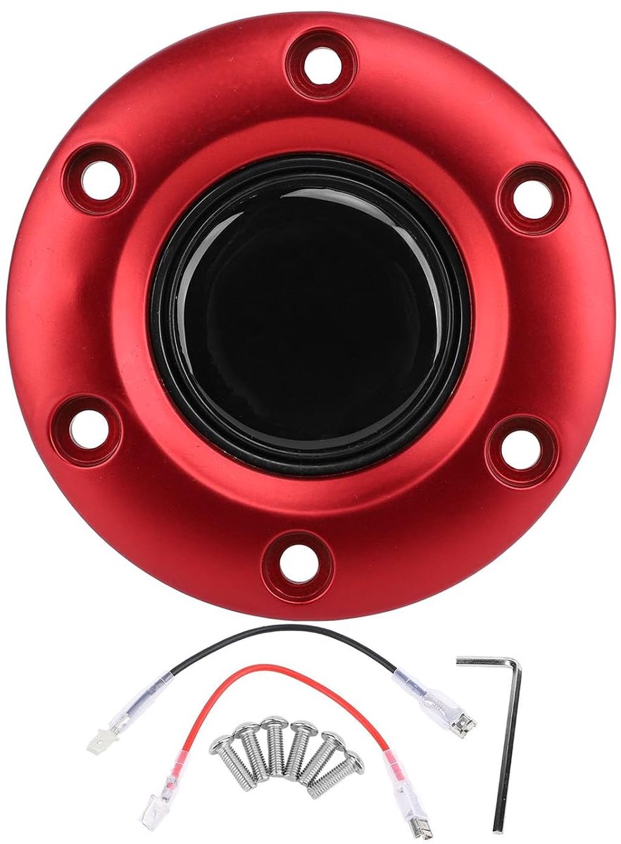 Dailygoods- Middenkap Stuurwiel - Decoratieve Schakelaar - Compatibel met 6 Gat Stuurwielen - Hoogwaardige ABS - Verbeterde Grip - Inclusief Bevestigi