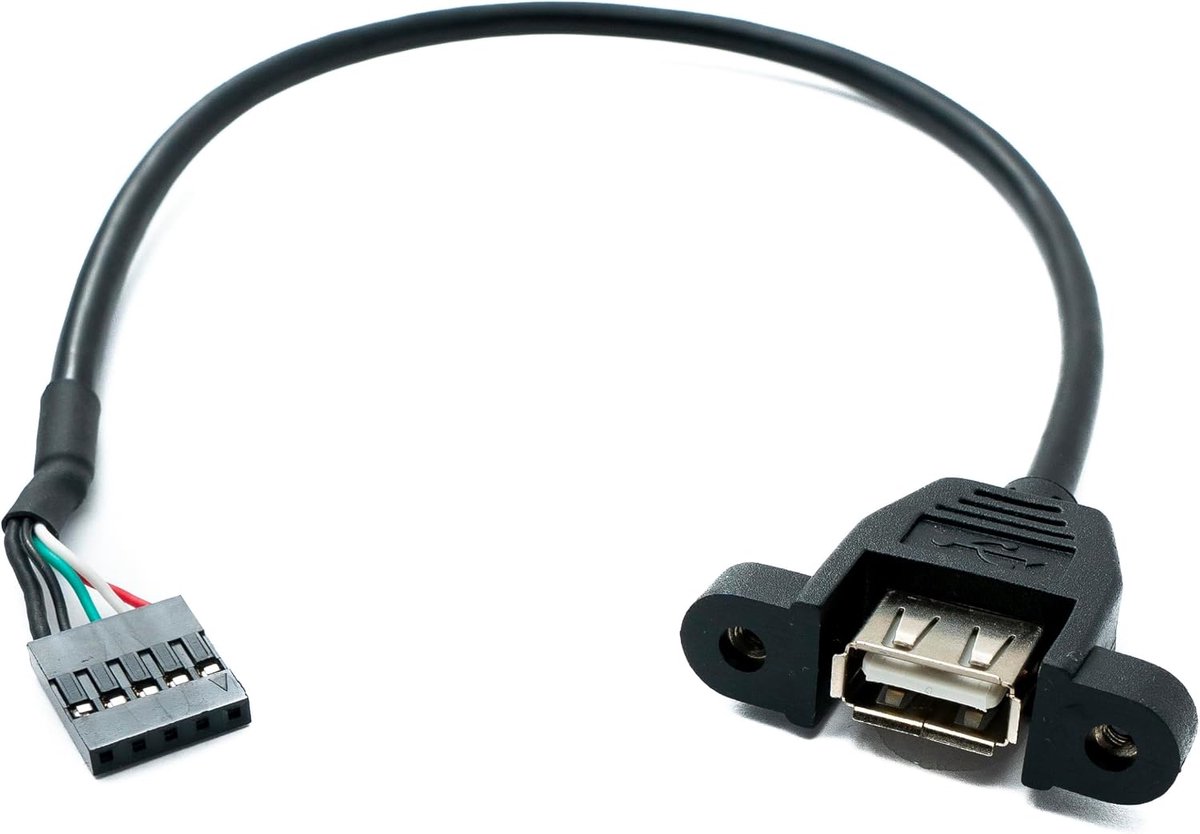 USB 2.0 kabel 30 cm type A naar connector met 2,54 mm rastermaat paneelmontageadapter