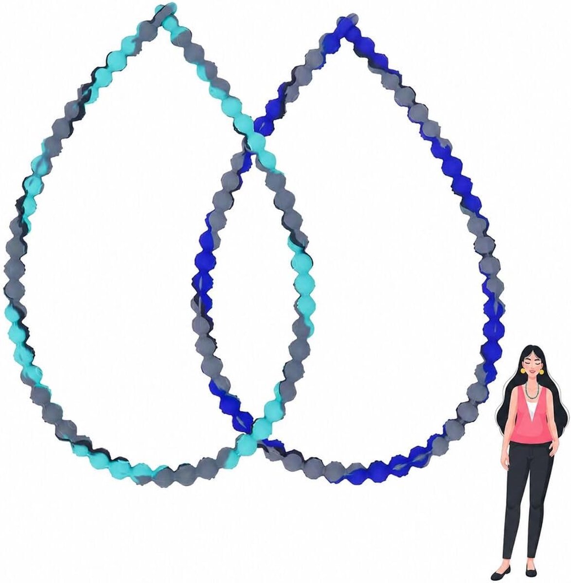 Set Van 2 Sensorische Halsketten Van Silicone, Camouflage Groen En Blauw, Kauwhalsketting Voor Kinderen En Volwassenen
