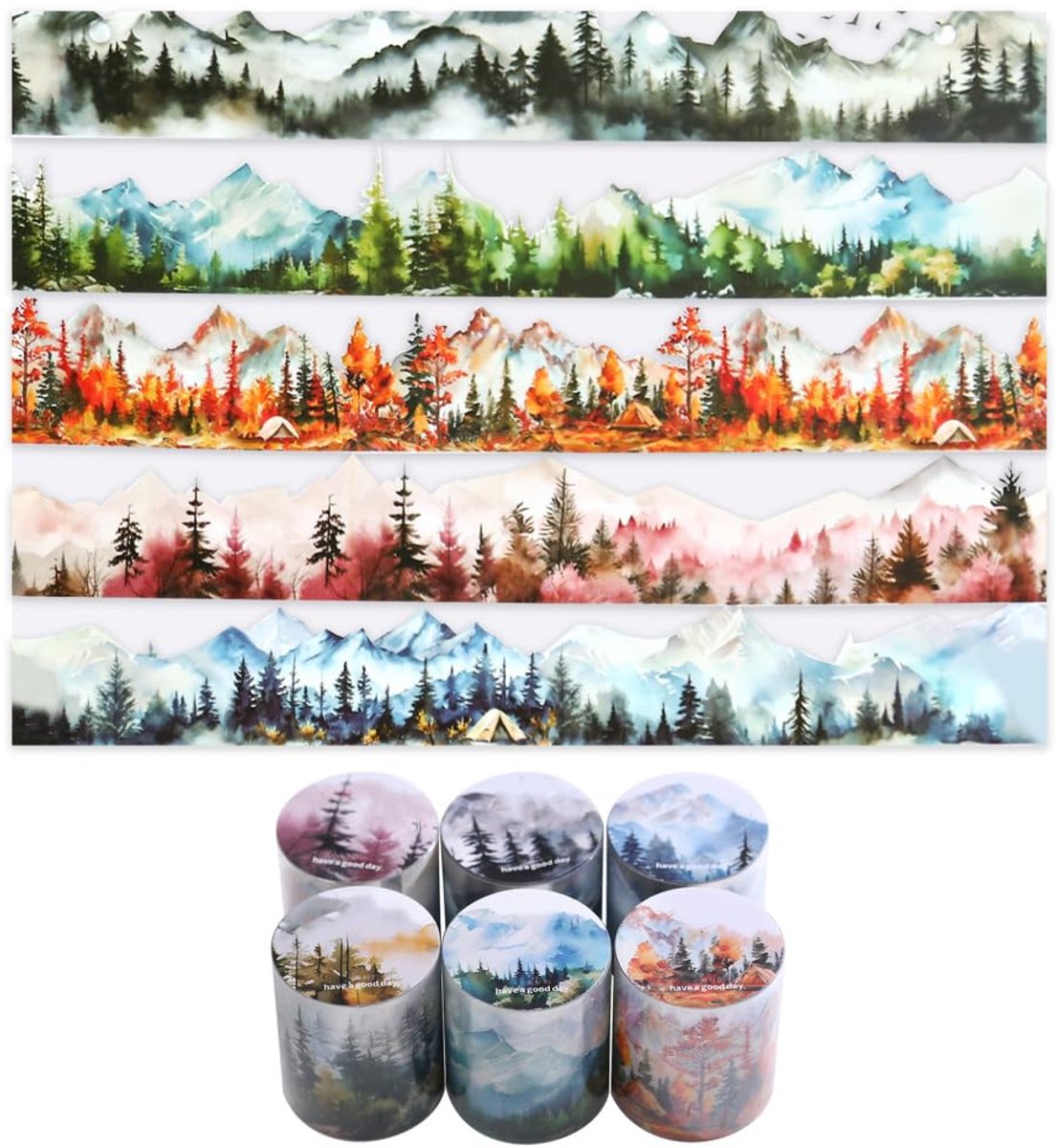 Dailygoods- Plakband Decoratief - 6 Rollen Plakband - PET-Materiaal - Waterdicht - Knutselen - Scrapbooking - Creatieve Decoratie - Decoratiestickers