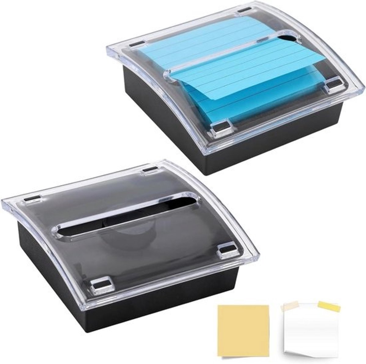 Plaknotitie Dispenser - Notitie Houder - Bureau Organiseren - Pop-Up Gemak - Voor 7x7.5cm - Zwart Transparant